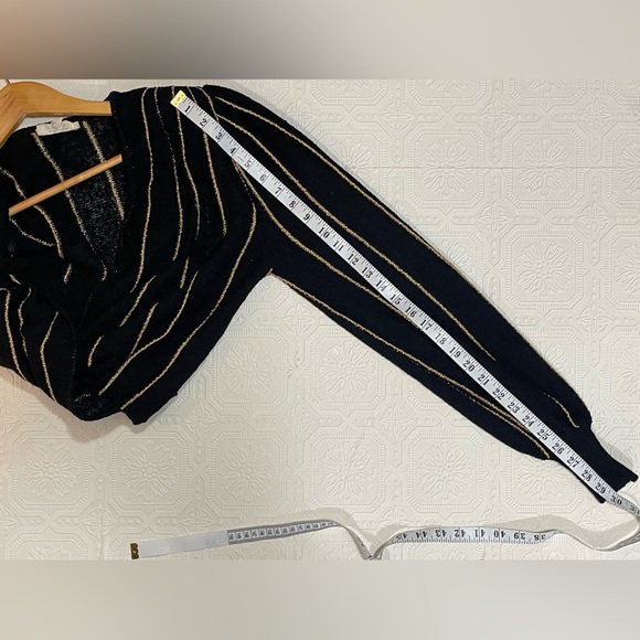 Vintage Casual Corner Black with Gold Metallic Strips Long Sleeve Shirt - Picture 13 of 14